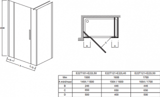 Душевая дверь Jacob Delafon CONTRA E22T121-GA 120*200